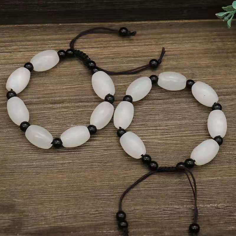 Afghan jade bracelets for men and women, Buddhist prayer beads, white jade bracelets, jade shaped beads, live-streaming at street stalls, wholesale of opening gifts pic 2
