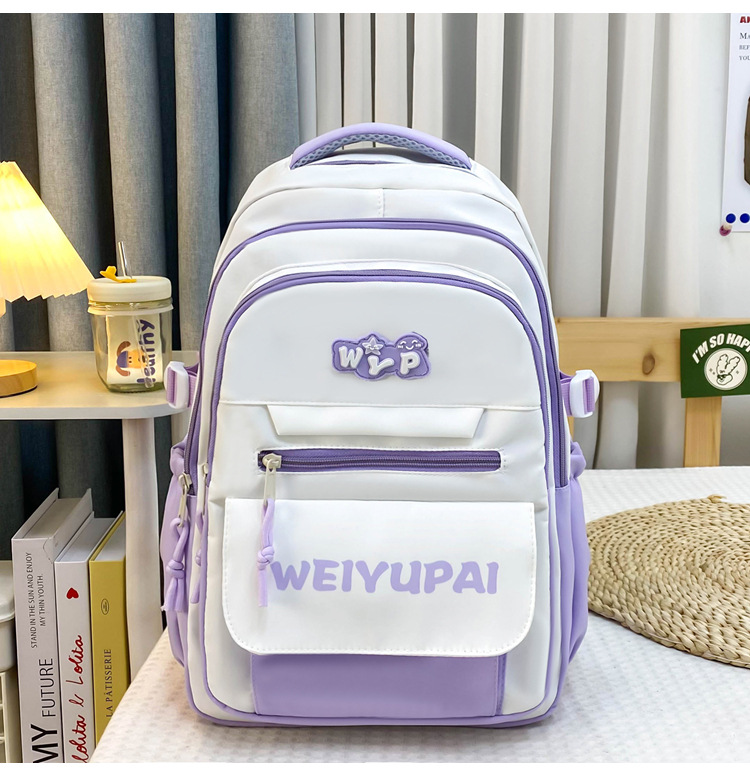 High-appearance-level color-blocking schoolbags for female junior high school students, large-capacity backpacks for high school students, multi-layered load-reducing backpacks for primary school students pic 21