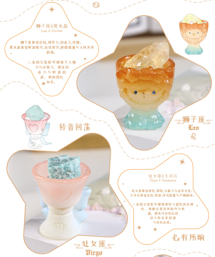 New zodiac blind box cartoon creative design, crystal decorative items, desktop resin handicrafts blind box pic 6