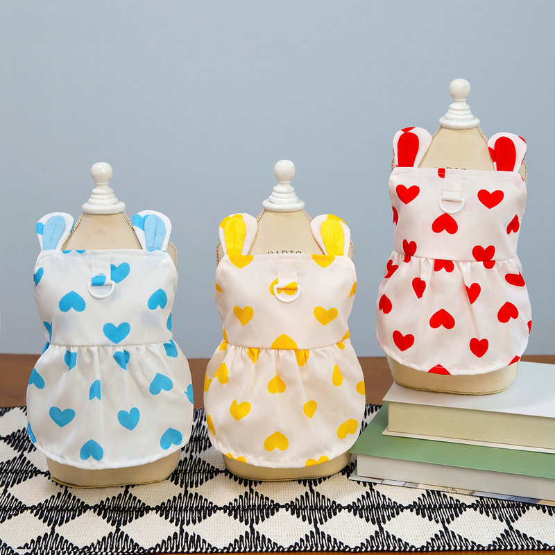 Spring and summer painted drawstring dress set, pet dog teddy Bichon Frise small dog vest style chest and back dog clothing pic 10