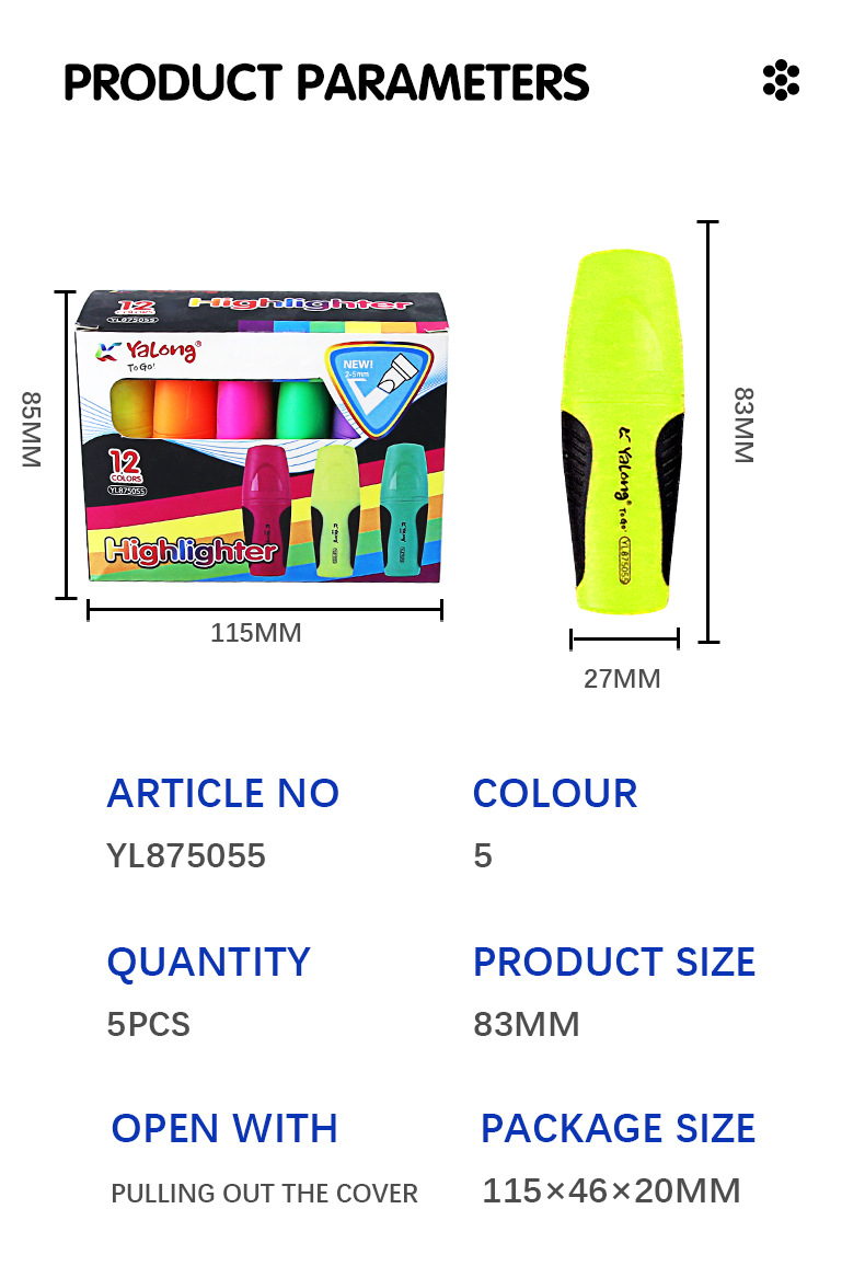 The Yalong top is designed with 12-color highlighters for students or office use, and it comes in a paper box pic 6