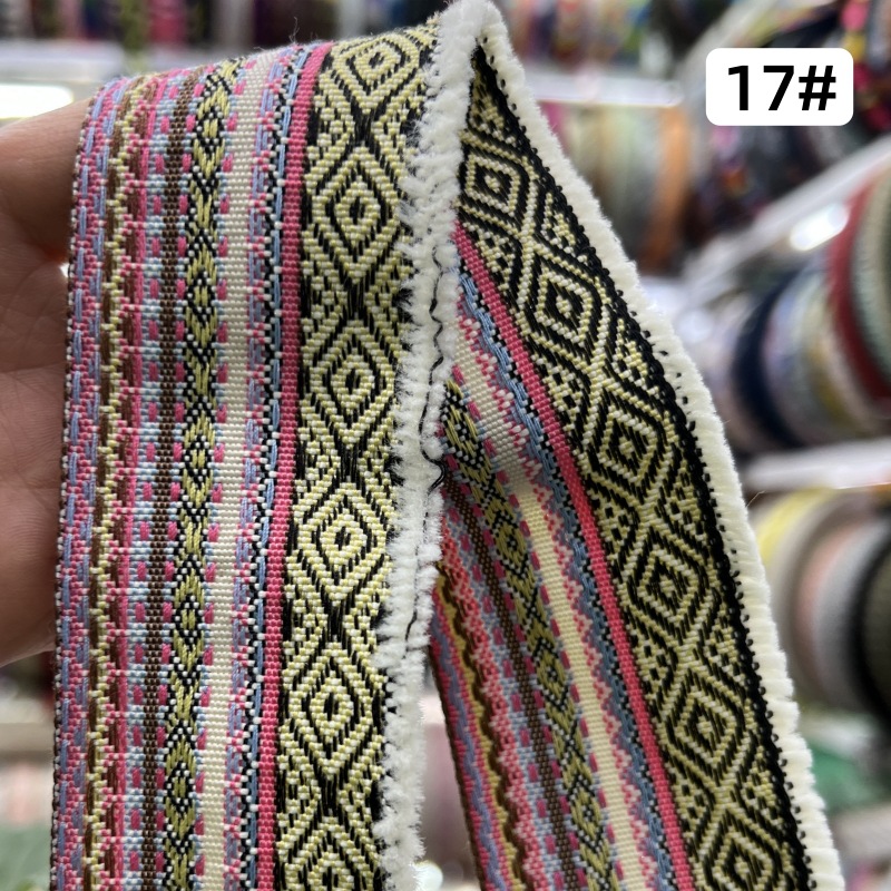 Al por mayor 50mm ancho color poliéster algodón poliéster estilo étnico jacquard correas equipaje y bolsos ropa zapatos y sombreros decoración hecho a mano DIY pic 15
