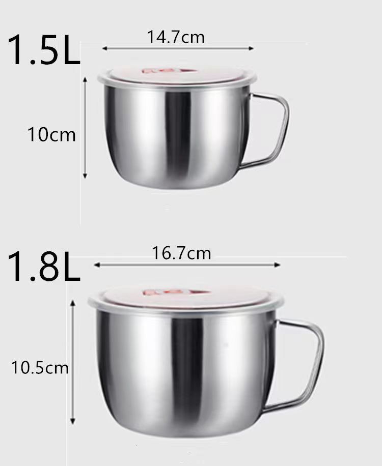 不锈钢泡面碗带盖学生宿舍碗大号工地打饭碗1.3L1.5L1.8L大容量详情7