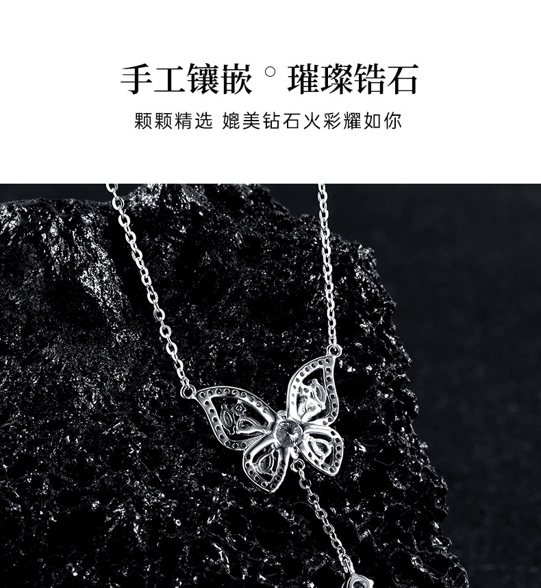 s925 sterling silver butterfly tassel Moissan collarbone chain, a niche and high-end, versatile accessory necklace, exuding a sense of sophistication for autumn and winter pic 14
