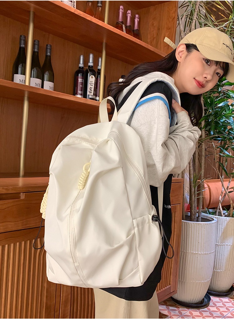 双肩包男士高级感大容量简约书包女大学生旅行背包纯色休闲批发详情20