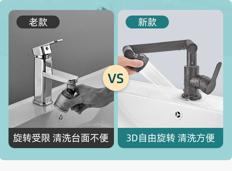 万向旋转机械臂水龙头冷热两用家用厨房卫生间洗手洗脸盆增压龙头详情17