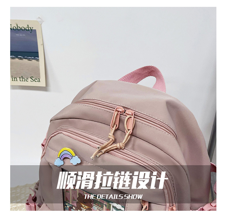 跨境学生双肩包复古纯色小清新休闲书包初中生电脑背包大学生书包详情6