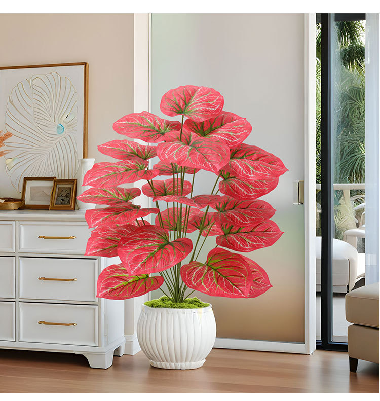 Artificial green plants, artificial flowers, wedding decorations, plastic red-leaf plants, Nordic-style indoor and outdoor floor-standing decorative items pic 9