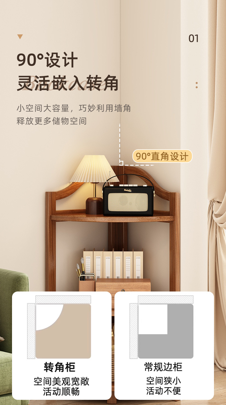Corner cabinet shelf, triangular corner cabinet, indoor rack, modern and simple household storage rack, living room floor-standing model pic 3
