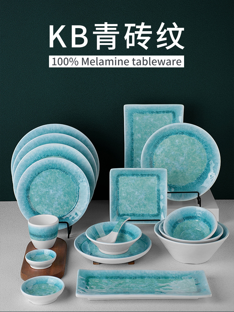 New imitation porcelain KB blue brick pattern melamine tableware factory direct sales melamine tableware pic 1