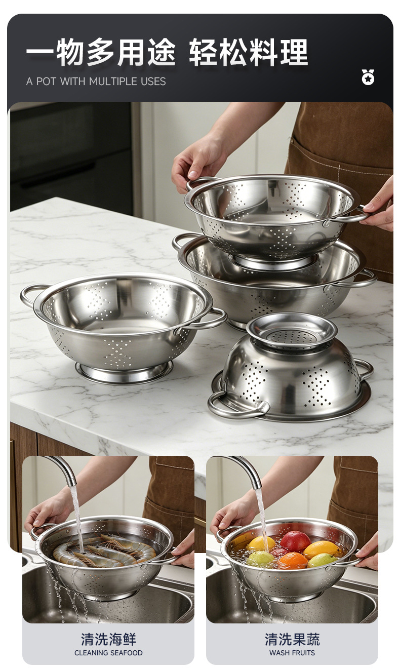 Multifuncional acero inoxidable ánforas cesta de frutas cesta de almacenamiento portátil bambú caja organizadora de plástico suministros de cocina para el hogar pic 3