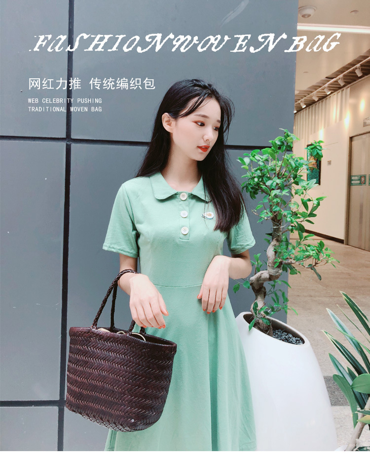 dragon diffusion Woven Bag, genuine leather, French vegetable basket bag, top layer cowhide, popular handbag manufacturer pic 2