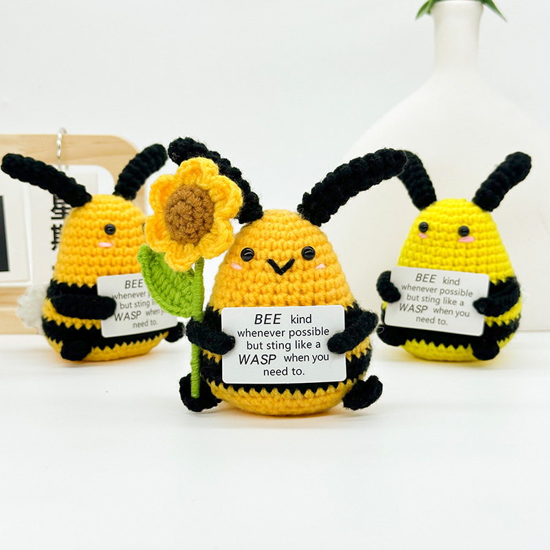 Cross-border finished hand-knitted dolls, bee-hugging small flowers, tulips, roses, cartoon and cute desktop ornaments pic 18