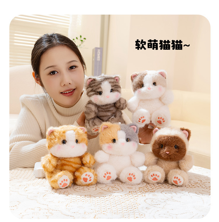 Cute and adorable golden gradient cat palm treasure, plush cat toy, learning set, Siamese cat office decoration pic 10