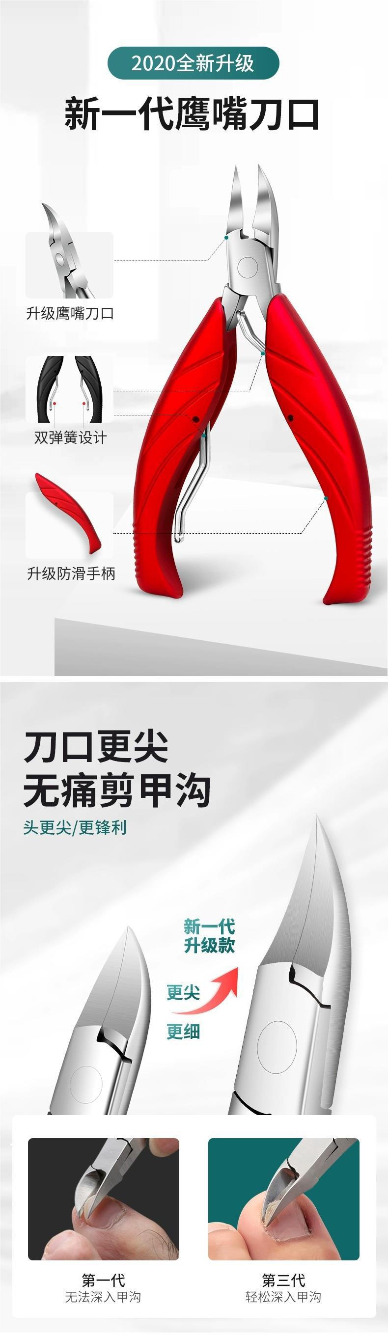 Nail clipper set for nail grooves, pedicure tools, grey toenail clippers, eagle beak pliers, inflammation scissors, tools, single manicure pic 2