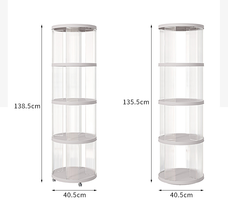 360度旋转轻奢书架透明书柜儿童绘本收纳架家用学生简易落地置物详情8