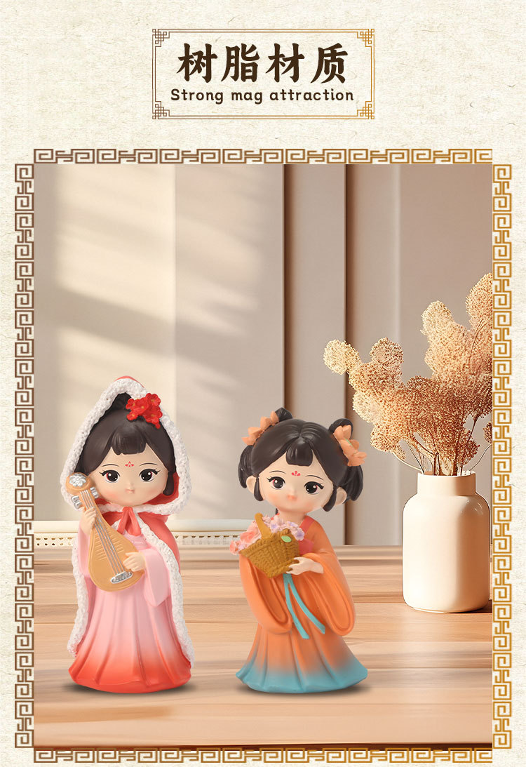 Cute ancient-style dolls, home and office desk ornaments, Hanfu figurines, resin princesses pic 10