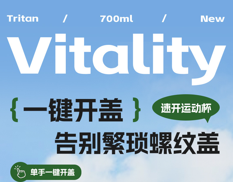 一键开盖水杯tritan一盖三饮户外大容量运动水杯健身男女骑行水壶详情1