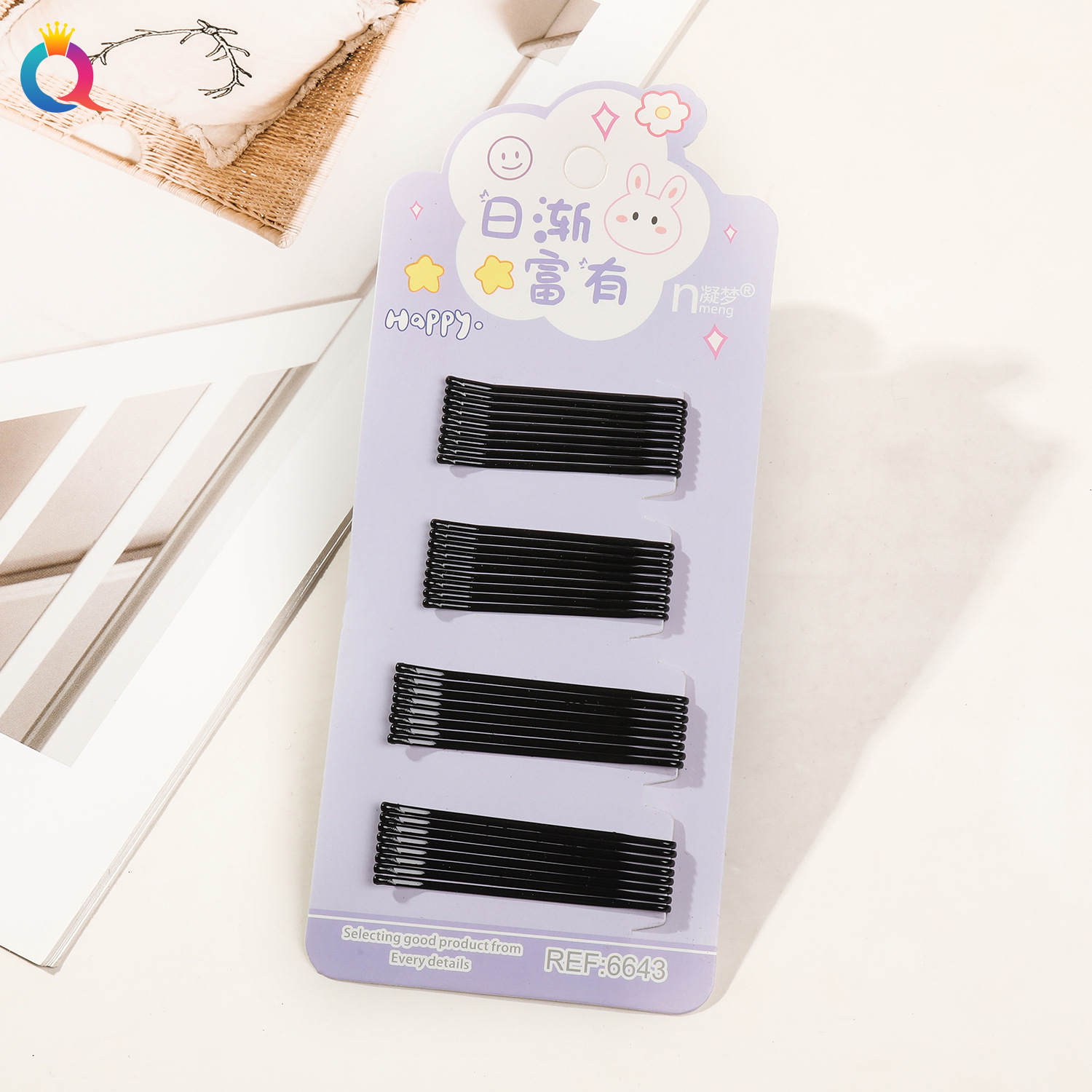 Wholesale of Qiyue Classic black straight clips, durable lacquered hair clips, braided hair clips, broken hair bangs clips and side clips pic 102