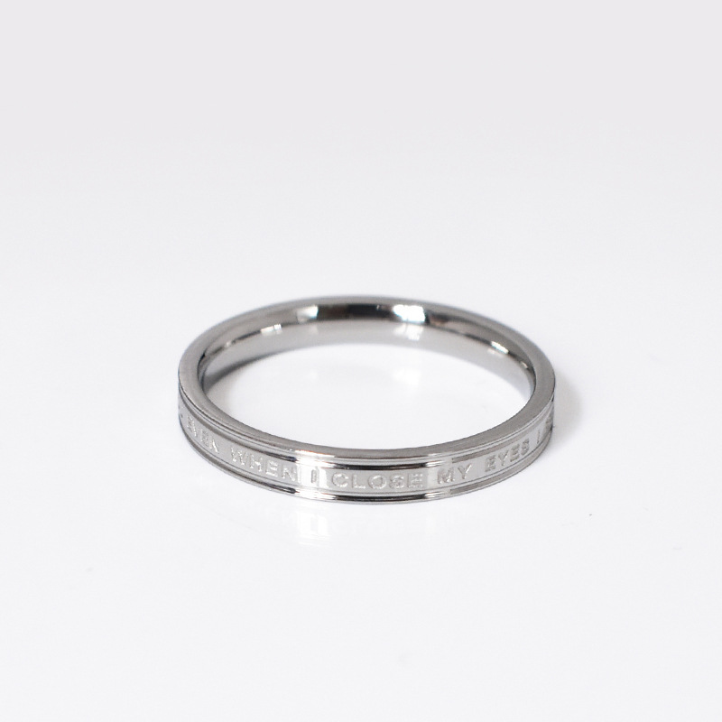 Simple English letter ring, fashionable and light luxury titanium steel index finger ring, non-fading ring, high-end and cold style pic 7
