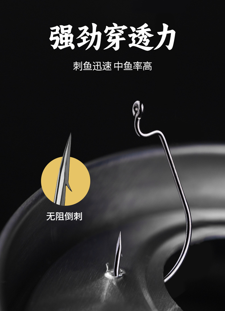 池刃加强宽腹曲柄钩倒刺路亚德州钓组微物高碳钢鱼钩渔具配件批发详情8
