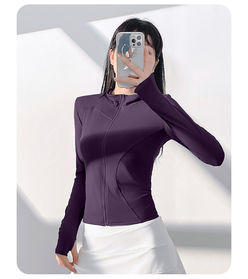 聚衣堂防晒瑜伽服裸感户外紧身透气运动健身外套上衣女详情26
