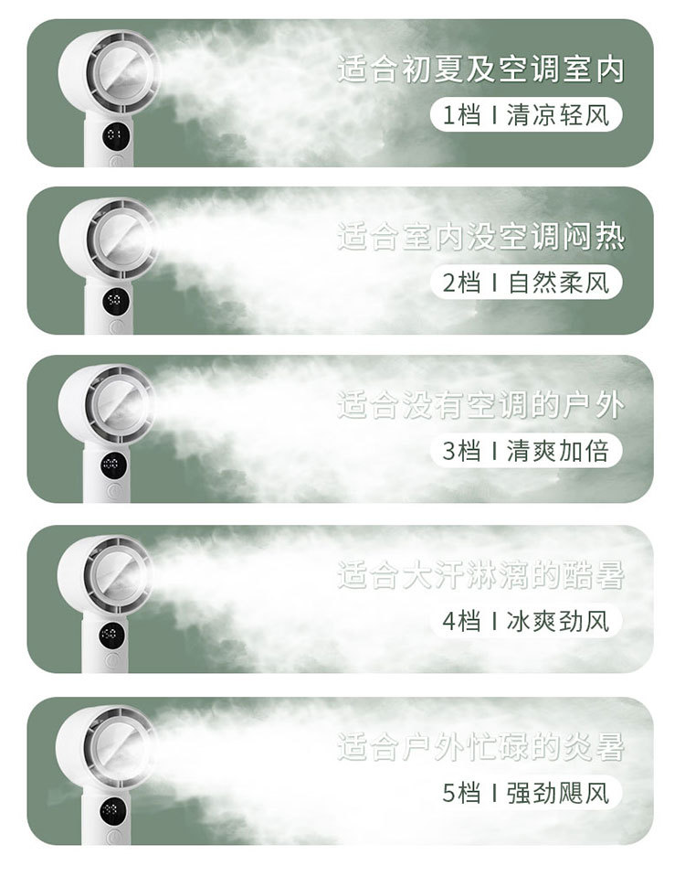 2025 New 100-speed high-speed turbine handheld fan, usb charging, mini digital display outdoor portable small fan pic 8