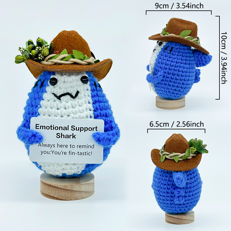 跨境爆款钩织牛仔帽玩偶情绪玩偶纯手工励志抱卡玩偶系列精美礼品详情8