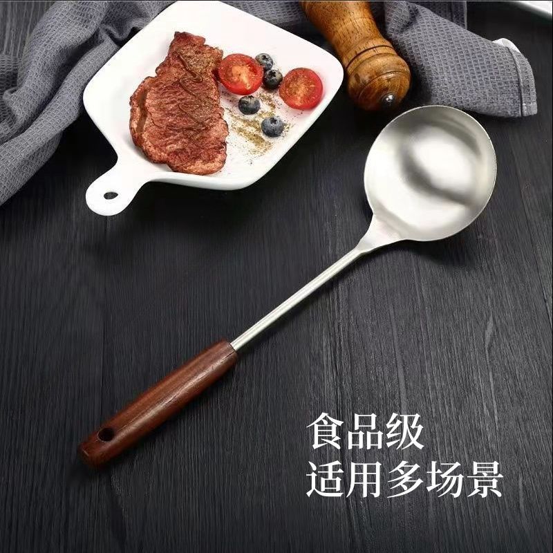 特厚食品级不锈钢锅铲汤勺漏勺煎铲木柄炒菜铲子家用防烫厨房商用详情1