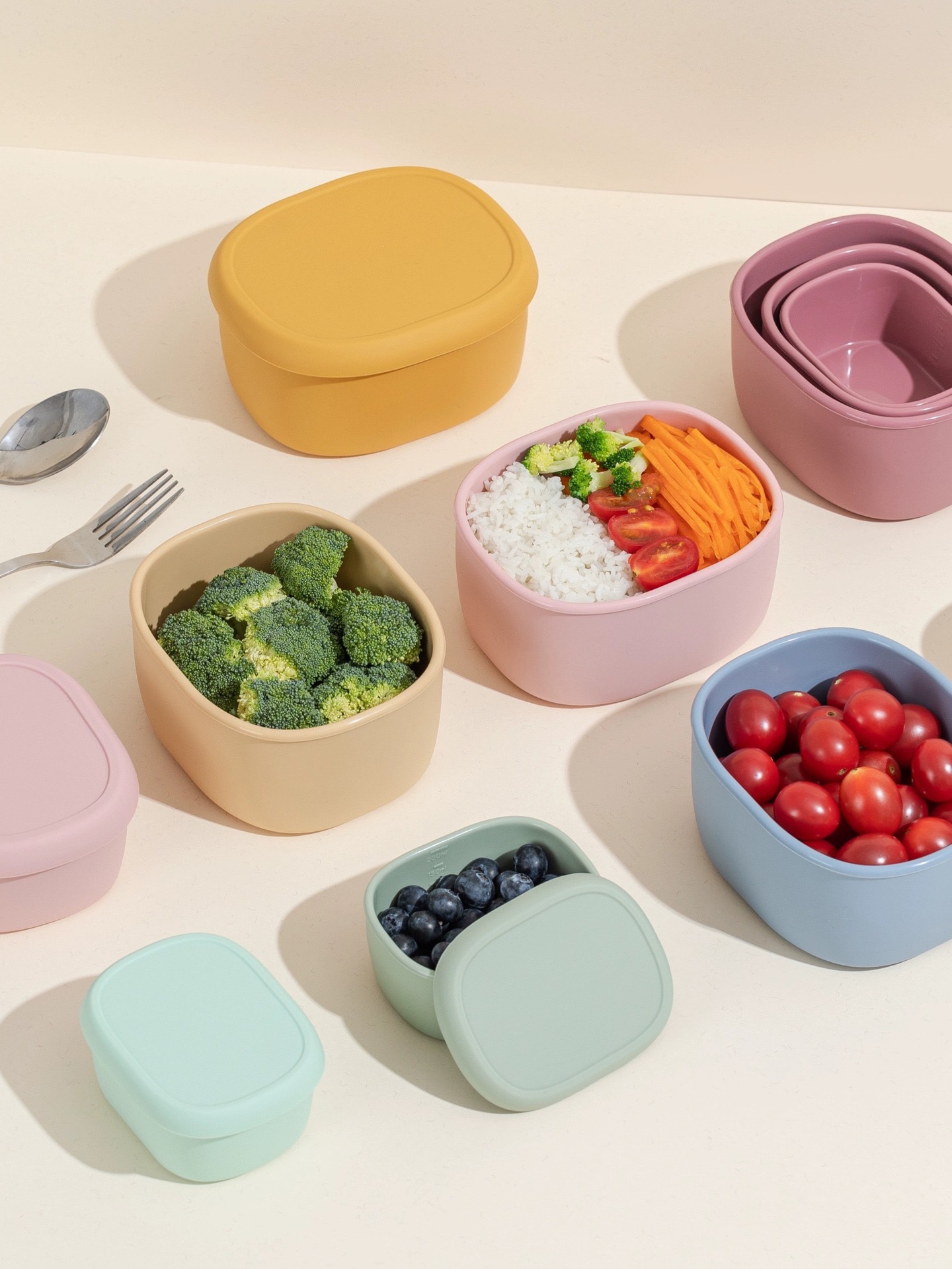 硅胶饭盒微波炉加热带盖上班族水果便当盒保鲜盒冰箱专用餐盒学生详情5