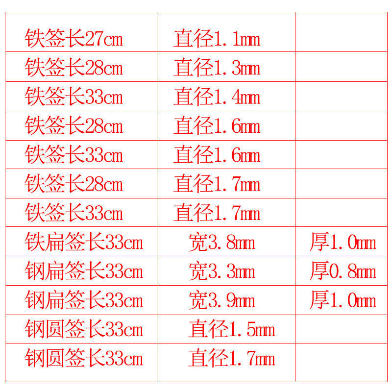 烧烤签子羊肉串烤串钎子打包外卖签烧烤店烤针一次性细铁签圆扁签详情1