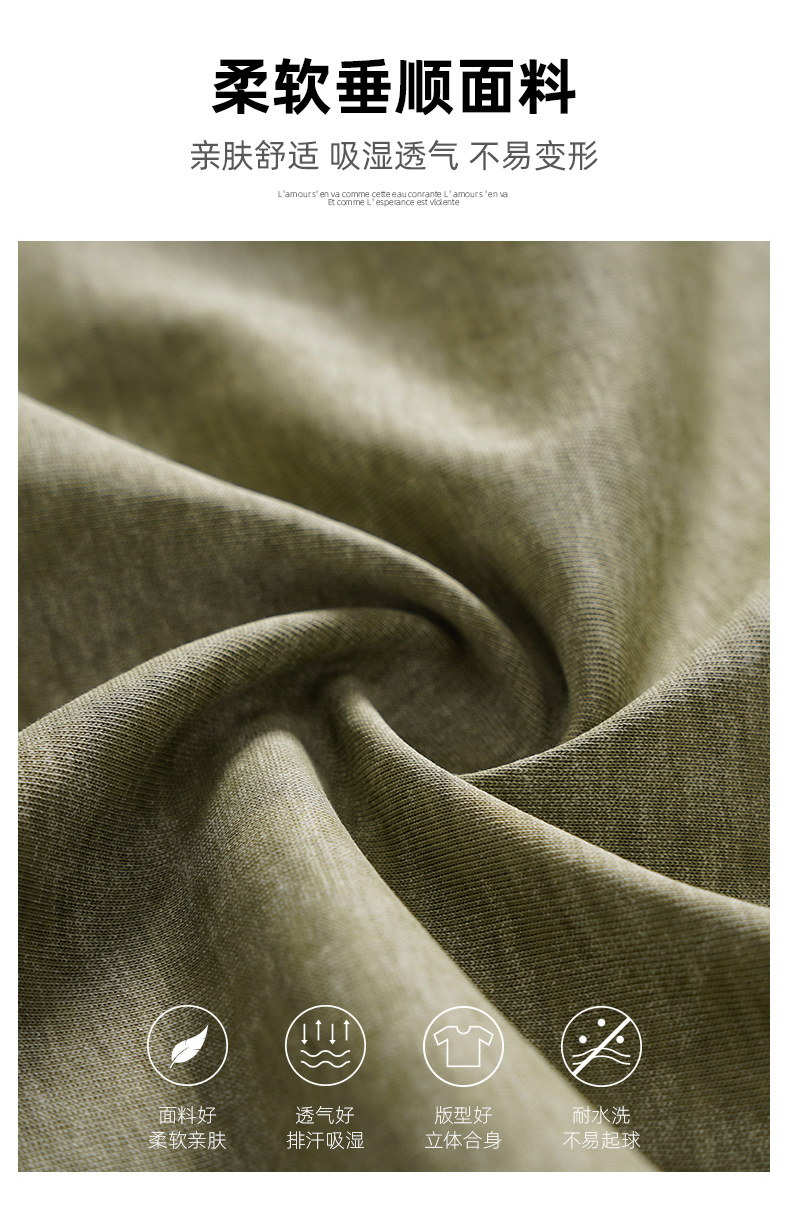 2025夏季新款重磅美式复古休闲短袖T恤男大码宽松潮牌薄款体恤详情7