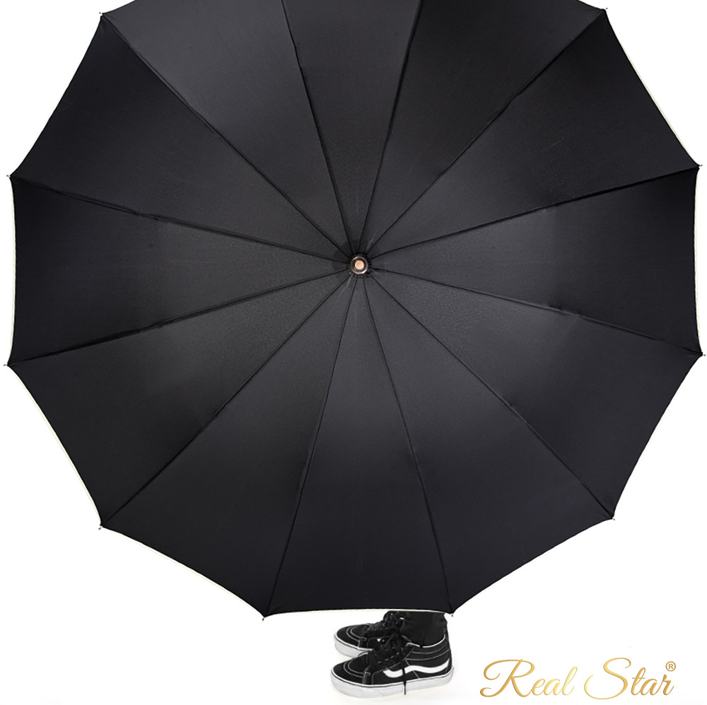 星宝商务长柄伞25寸大伞面12骨抗风25寸12骨素色雨伞可印logo详情8