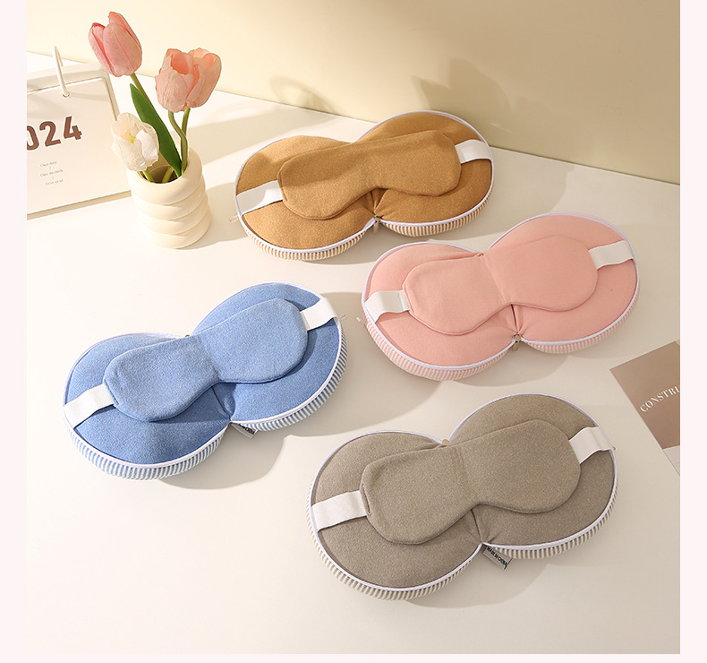 多功能PP棉U型枕遮光睡眠眼罩二合一午休枕旅行颈枕趴睡飞机枕头详情13