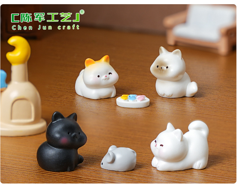 Cute mini cats, diy decorative accessories, micro-landscape desktop, car miniature dollhouse small ornaments pic 38