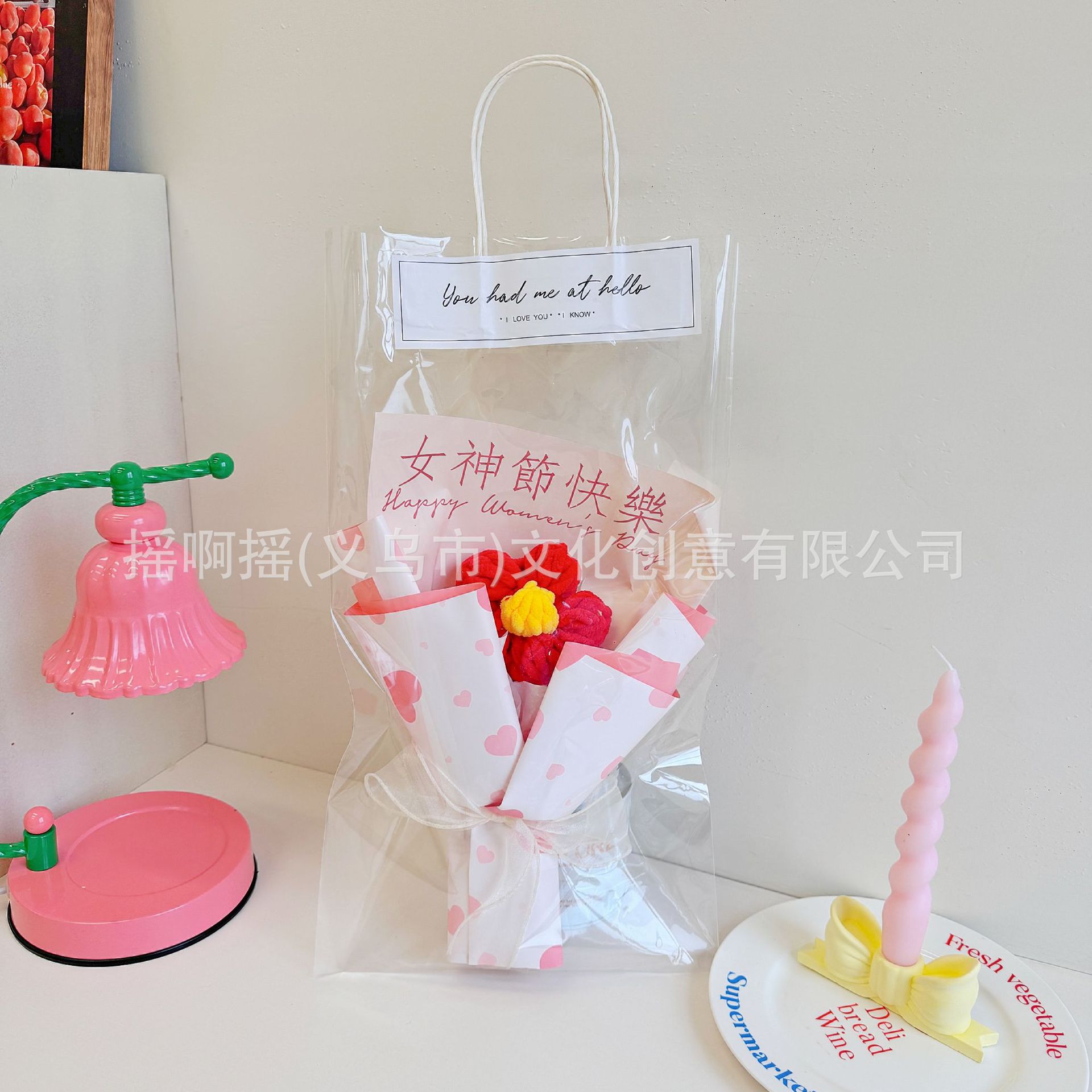 手提针织花束女神节三八妇女节花束公司团购礼品针织花束创意摆摊详情2