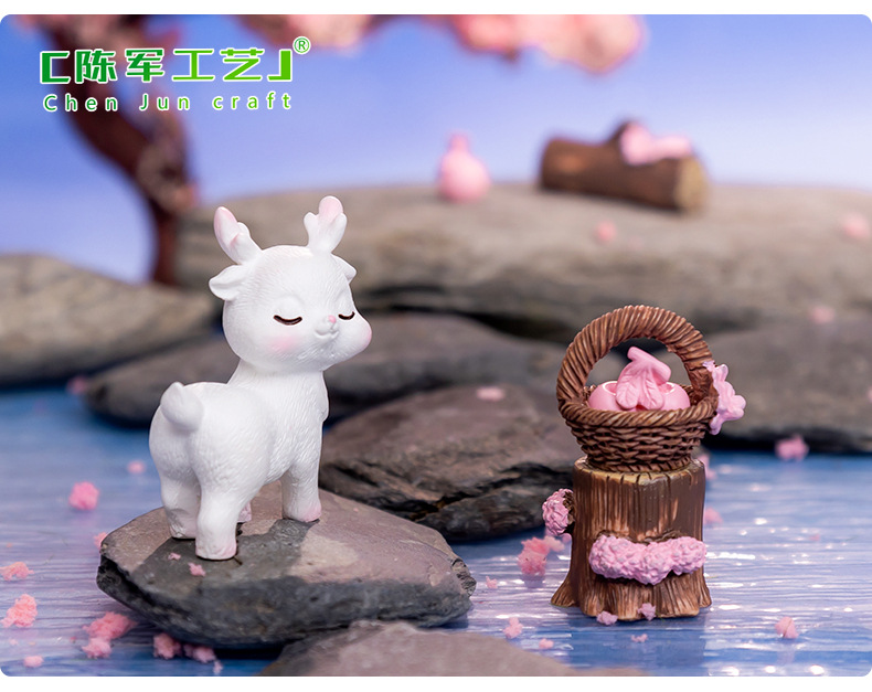 Cute pink deer figurines with micro-landscape creativity, DIY garden decorations and accessories, and small table ornaments for cars pic 42