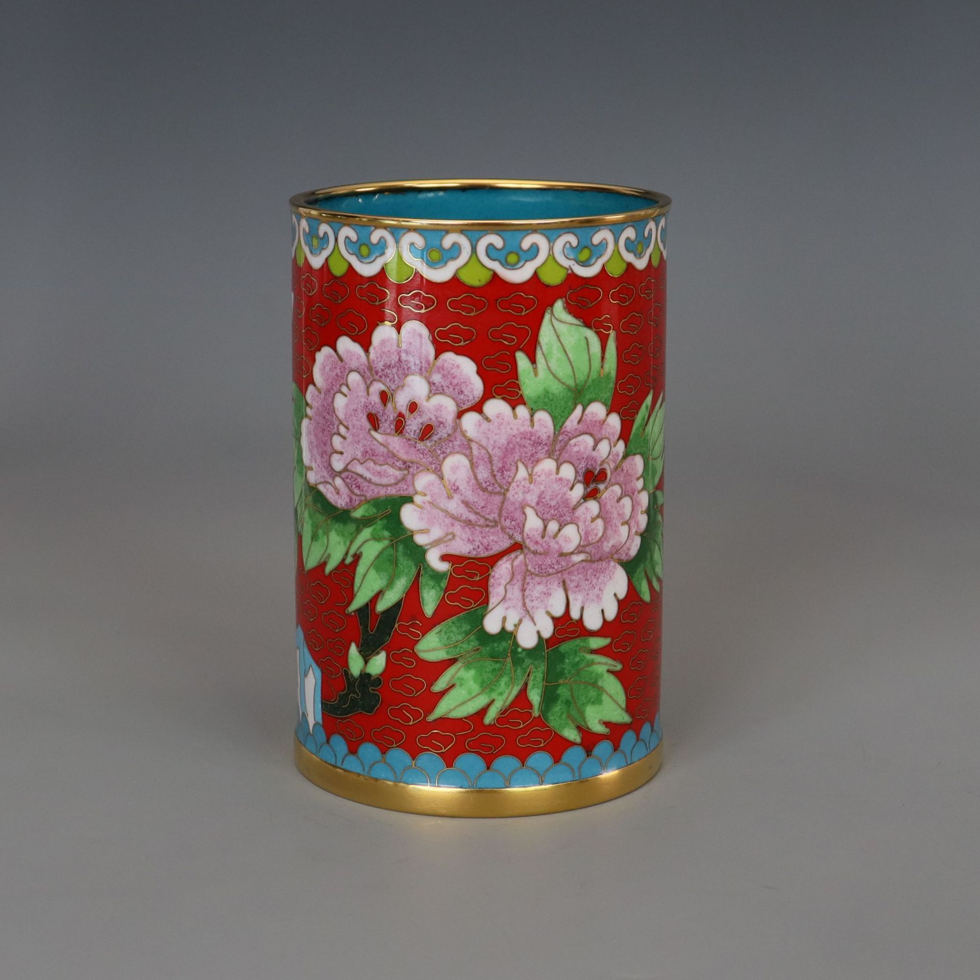 Beijing Cloisonne craft culture gift and decorative item: Traditional copper body cloisonne enamel polished 5-inch pen holder pic 6