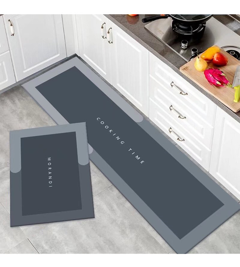 Cross-generation simple solid-color diatom mud floor MATS, kitchen water-absorbing and dirt-resistant two-piece set floor MATS, bathroom easy-to-maintain door MATS pic 7