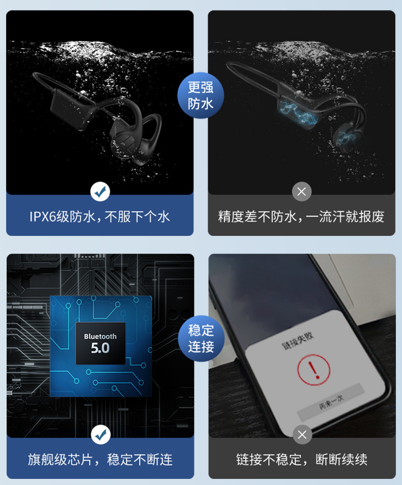The best-selling x7 True Bone Conduction Bluetooth headphones are in-ear running sports wireless headphones with non-in-ear bone sensing pic 6