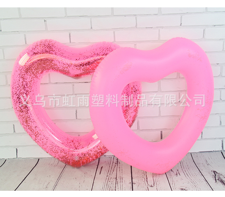 虹雨 亮片心型游泳圈批发大号成人爱心泳圈网红半透明心形游泳圈 pic 9
