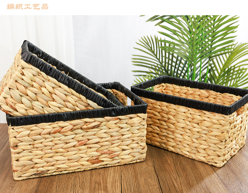 新款热销跨镜置物筐水葫芦草手工编织收纳篮草编篮子杂物收纳筐子详情2