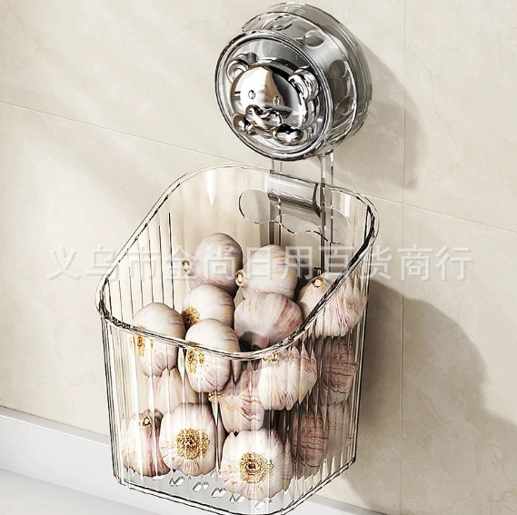 Little Bear Kitchen Scallion, Ginger and Garlic Storage Box, ginger and garlic seasonings wall-mounted storage basket, multi-functional wall-mounted basket pic 3