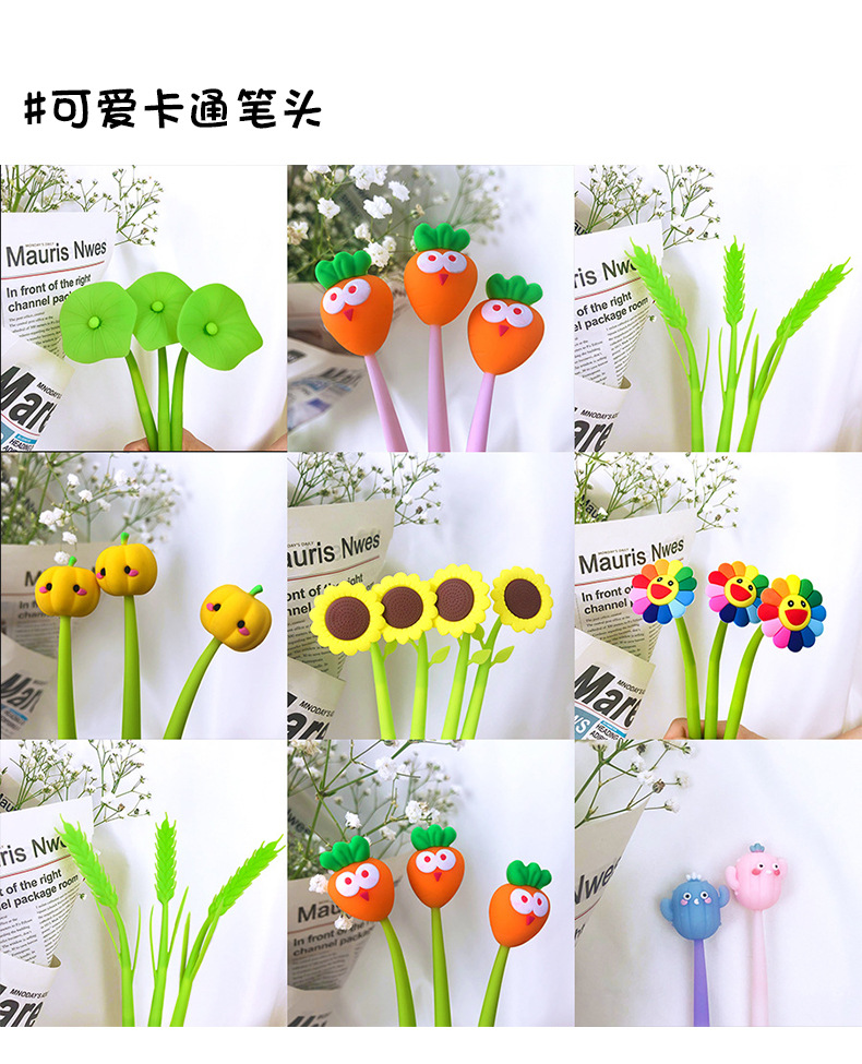 Cute cartoon stress-relieving gel pens, student creative stationery, silicone swing pens, stress-relieving pens wholesale pic 4