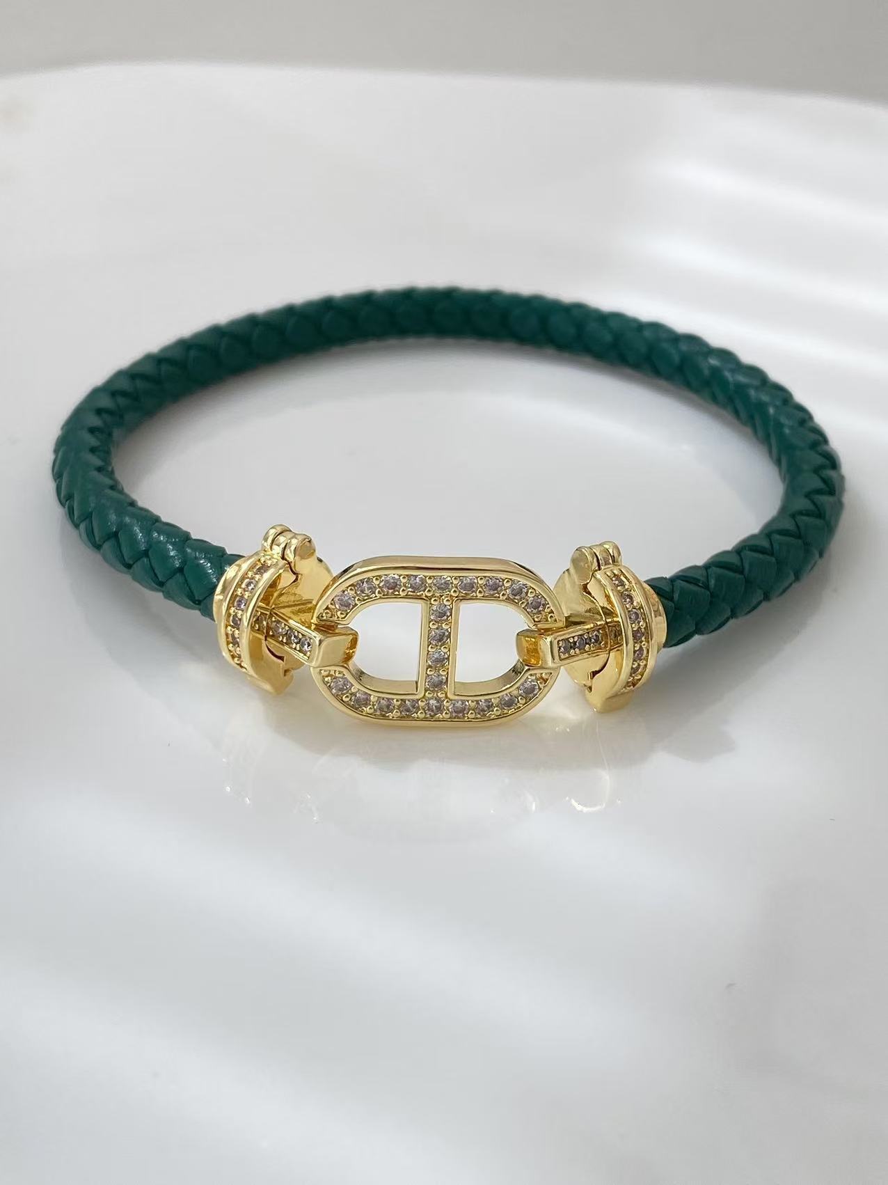 Pig nose red rope leather rope bracelet for men and women, 18k gold copper slightly inlaid with diamonds, high-end DIY bracelet for couples in the zodiac year pic 16