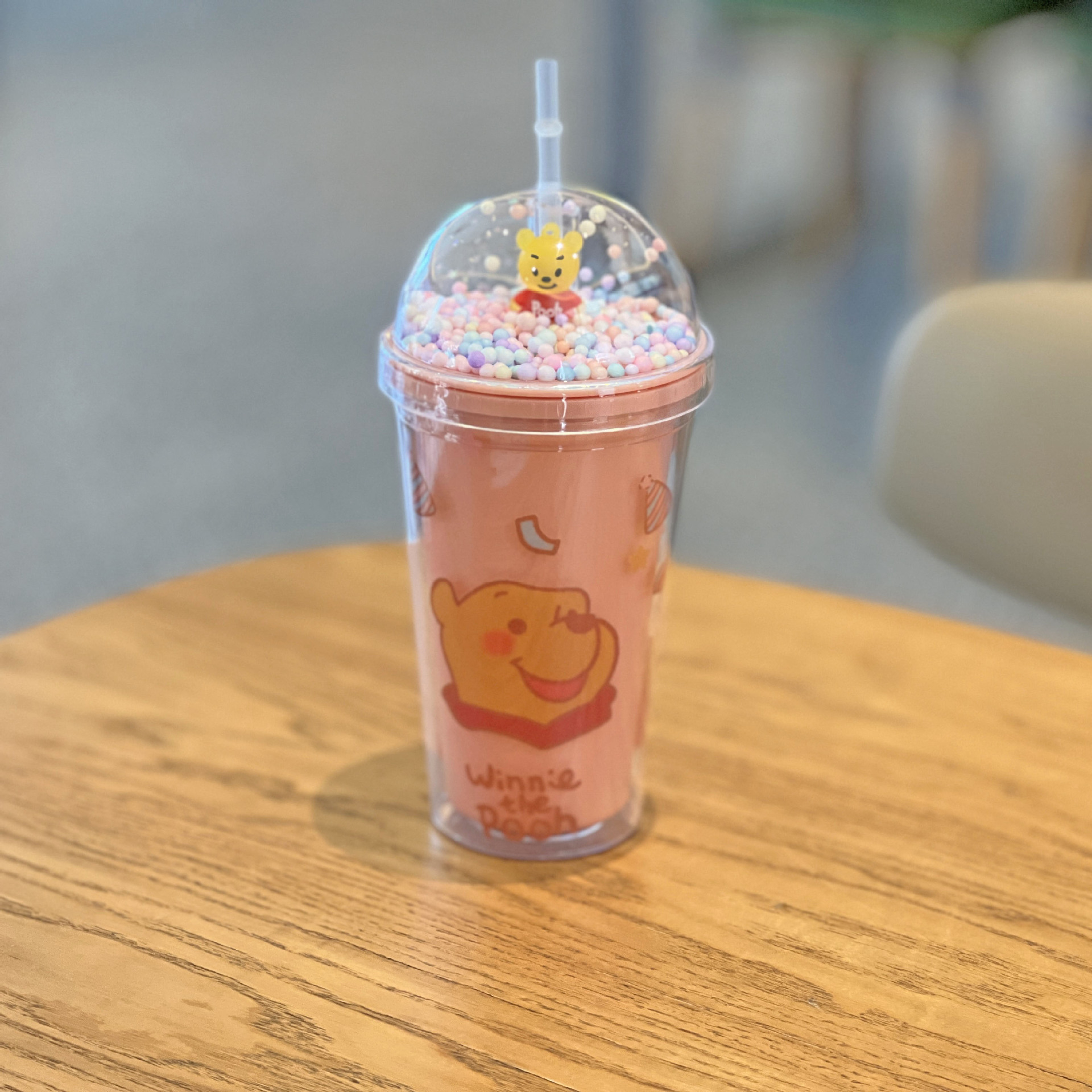 跨境新款冰裂碎冰杯双层塑料水杯批发网红卡通小熊塑料吸管杯茶杯详情14