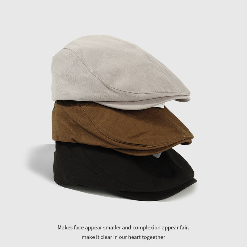 A large-headed French beret for women, spring and autumn style, wearing a vintage front hat backwards to show off the face, a small black painter newsboy hat pic 15