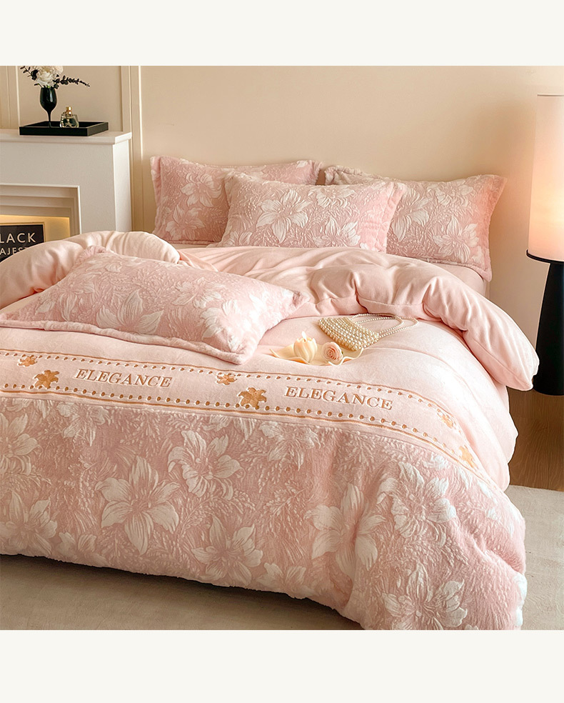 A类母婴级加厚雕花牛奶绒四件套秋冬季高级感兔毛保暖床上四件套详情10