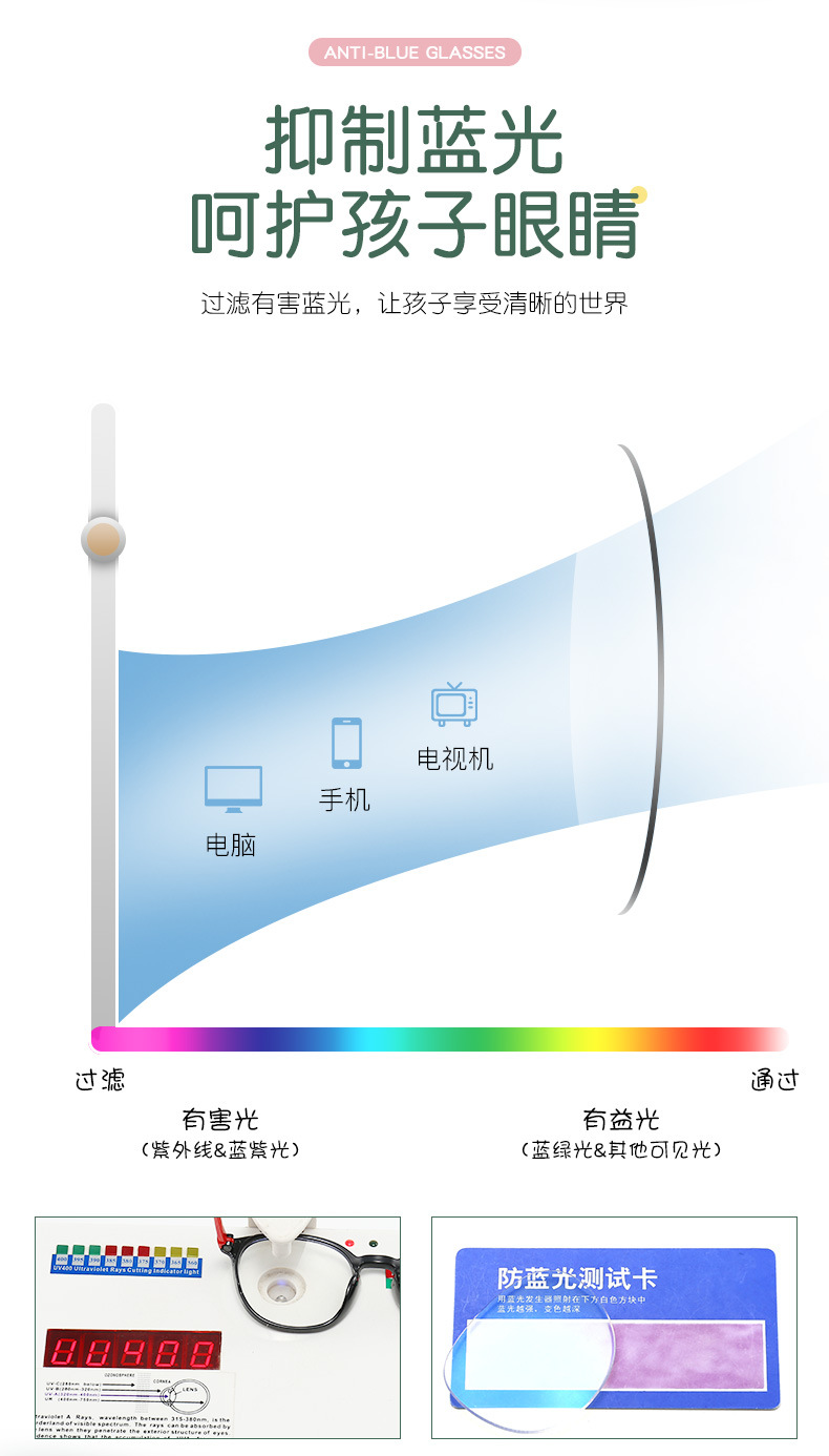 23新款儿童防蓝光防辐射男童护目镜眼镜PC可配近视青少年平光眼镜详情3