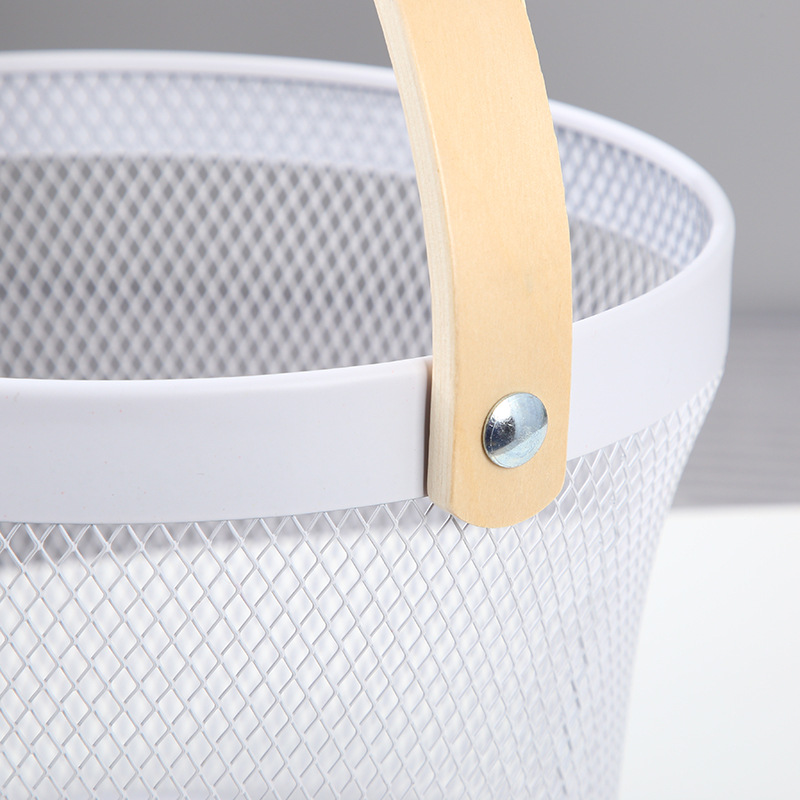 Factory direct supply storage baskets, iron art souvenir baskets, hollowed-out wooden handle fruit baskets, draining baskets and vegetable baskets pic 10